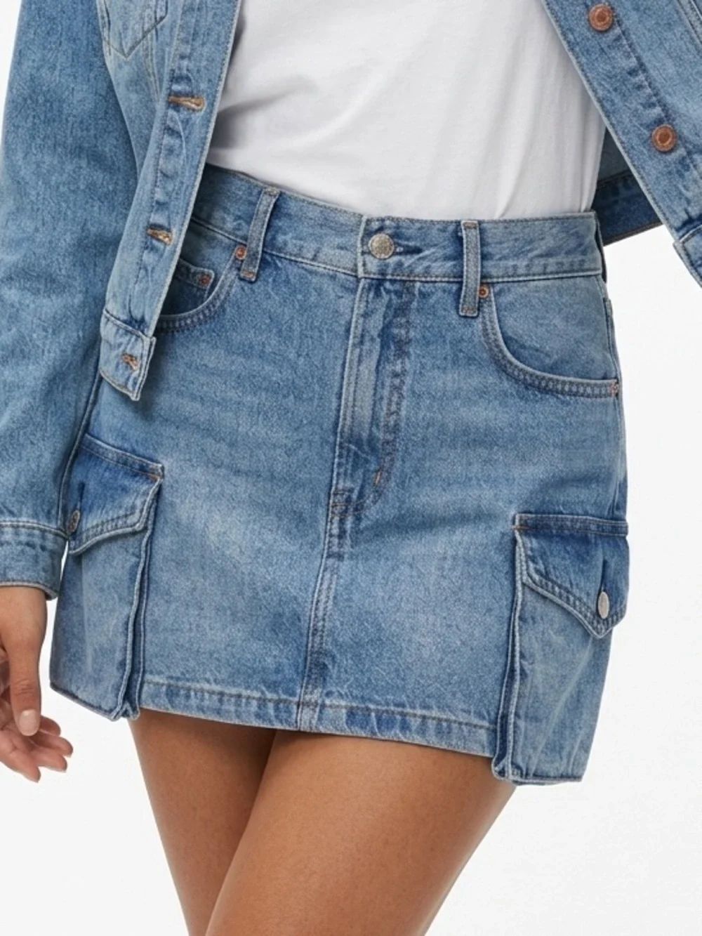 DENIM FORUM | 90s Mid-Rise Cargo Denim Jean Mini Skirt Women’s Size 28 (6)